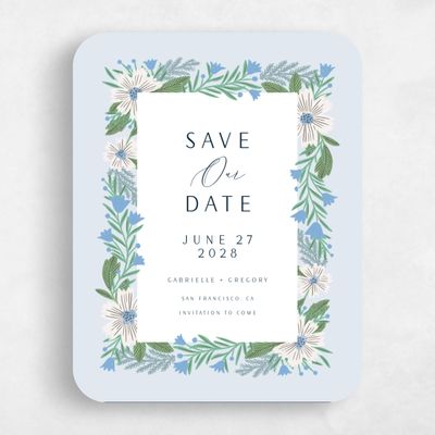 Blue Rounded Wedding Save the Date - Camrose Portrait