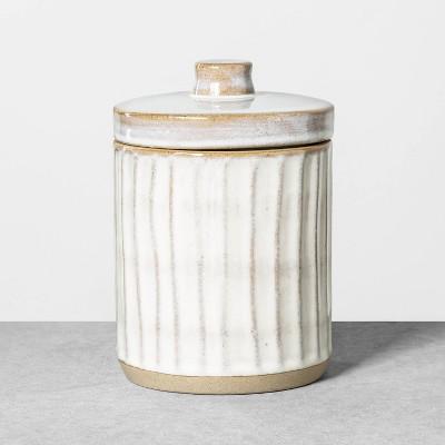 Medium Stoneware Bath Canister Reactive Glaze Light Sour Cream - Hearth & Hand™ with Magnolia