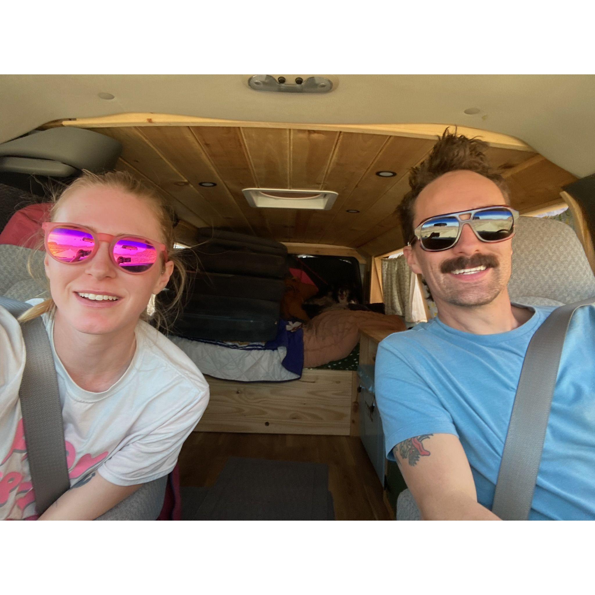 In the van!
