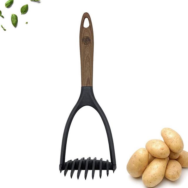 TongYuan Potato Mashers with Woodlike Soft Touch Handle for cooking-Stylish and Comfortable Grip Nylon Potatoes Pressure Hand Mashed Tool for NonStick Cookware