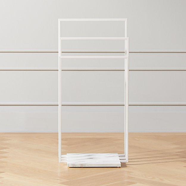 White Marble Standing Towel Rack