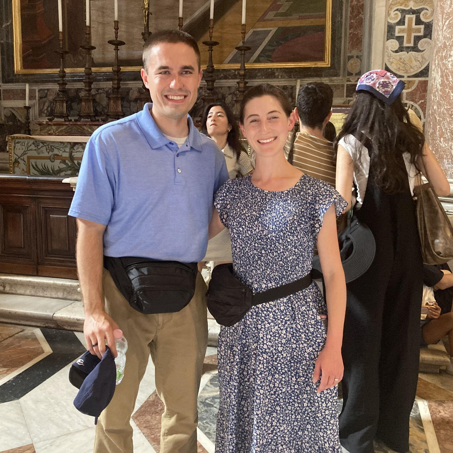 Posing near the Sacred Heart side altar in St. Peter's Basilica.
