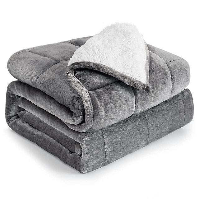 Cottonblue Sherpa Weighted Blanket 15 lbs, Fleece Flannel Heavy Blanket Twin Size, Soft Cozy Fuzzy Weighted Blanket 48 x 72 inches, Idea Gifts for Adults Birthday