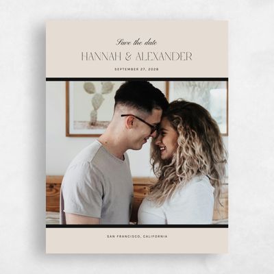 Beige Simple Wedding Save the Date - Jet Photo
