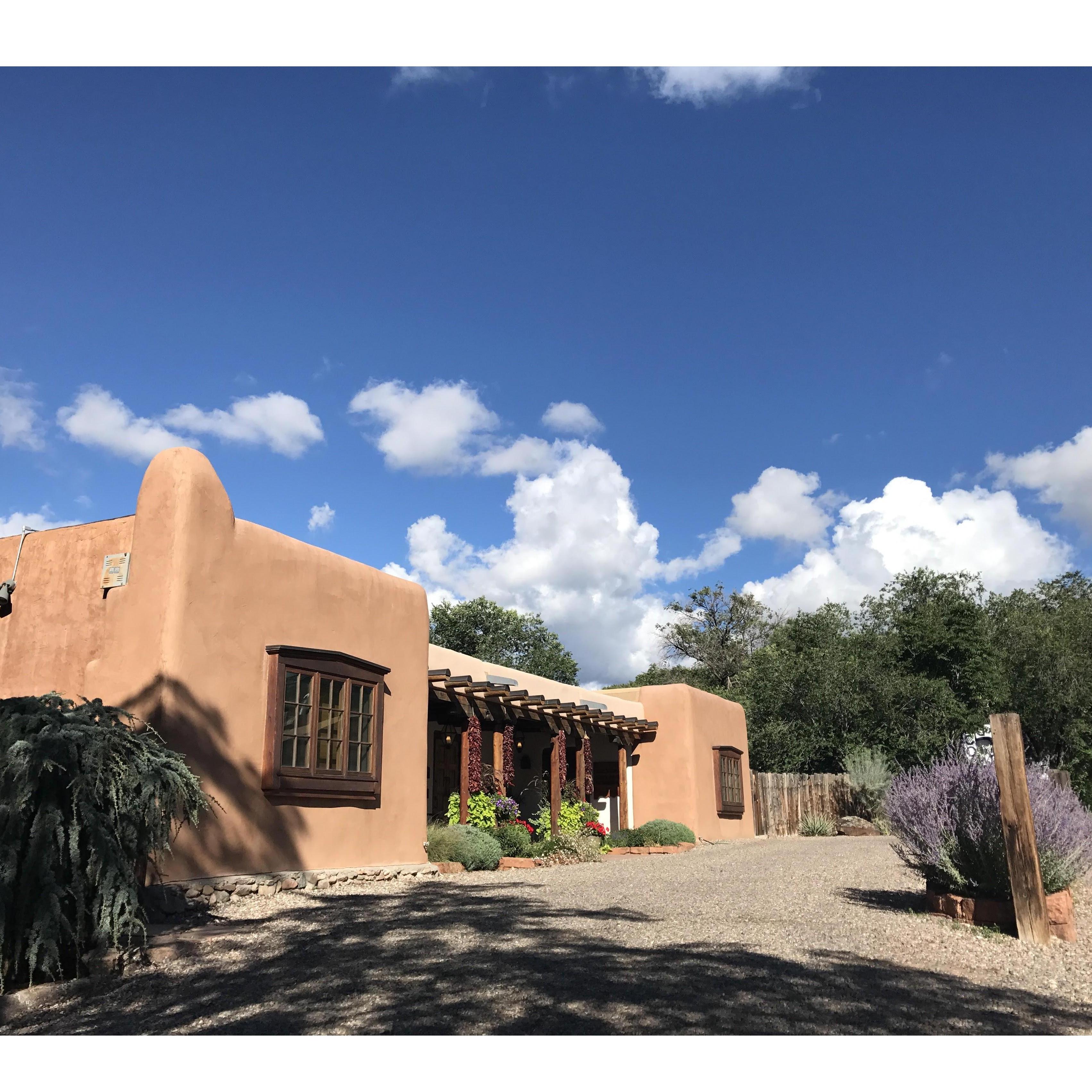Canyon Road area in Santa Fe, where ceremony will be held nearby in the El Zaguan Garden.
