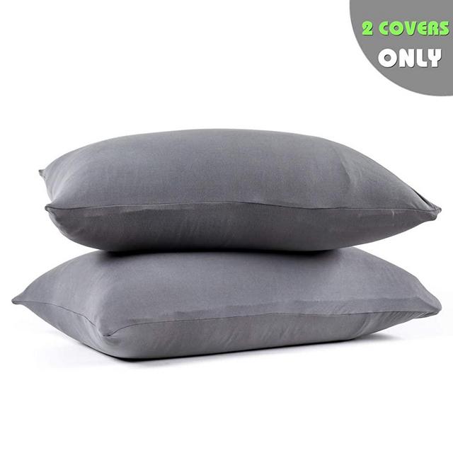COSMOPLUS-Pillowcase-Queen-Size,Set of 2 Pillow Cases,Premium Brushed Jersey Knit,Ultra Soft,Gray