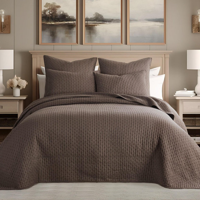 Cross Stitch Cocoa King Bedspread Set - Levtex Home