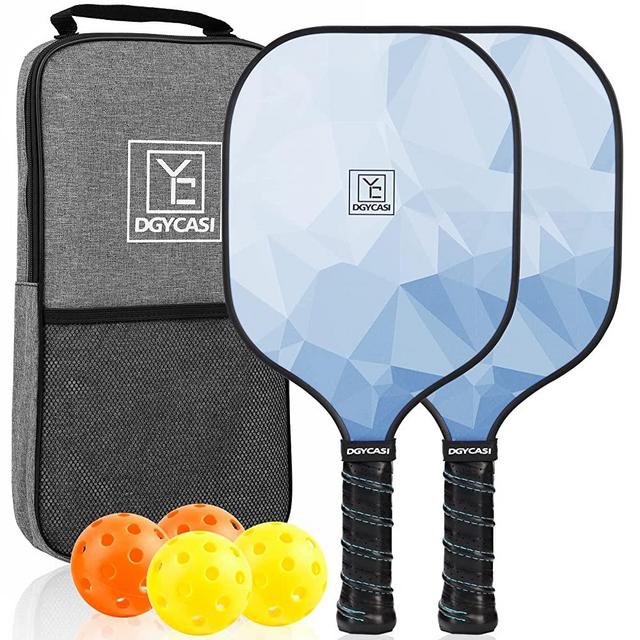 Pickleball Paddles Set of 2, 2023 USAPA Approved, Carbon Fiber Surface (CHS), Polypropylene Honeycomb Core, Anti-Slip Sweat-Absorbing Grip, 4 Pickleball, Portable Carry Bag