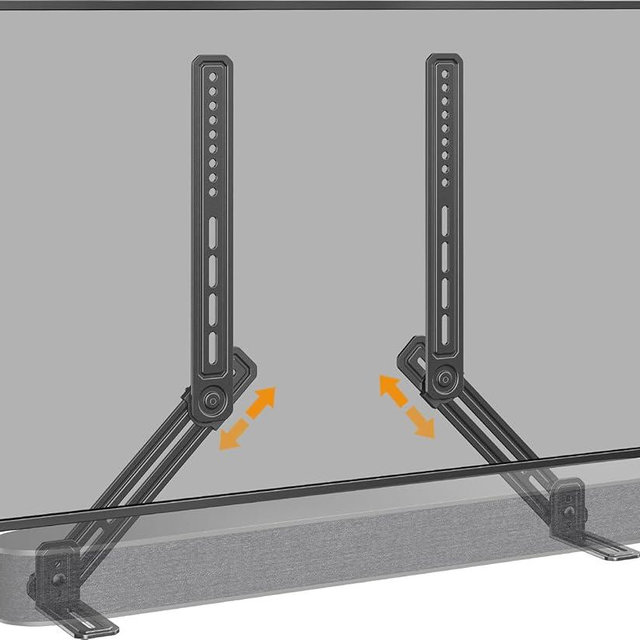 Perlegear Soundbar Mount with Adjustable Height, Sound bar Mount up to 15 lbs, Soundbar Mount Under TV or Above TV, Soundbar tv Mount Bracket with Detachable Long Extension Plates PGSM04B