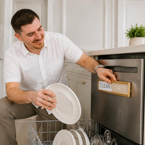 Dishwasher Magnet Clean Dirty Sign,Premium Stainless Steel Grade 304,Matte Finish Clean/Dirty Indicator with Strong Magnet, Home Kitchen Decor & Thoughtful Gift for Friends(Golden-03)