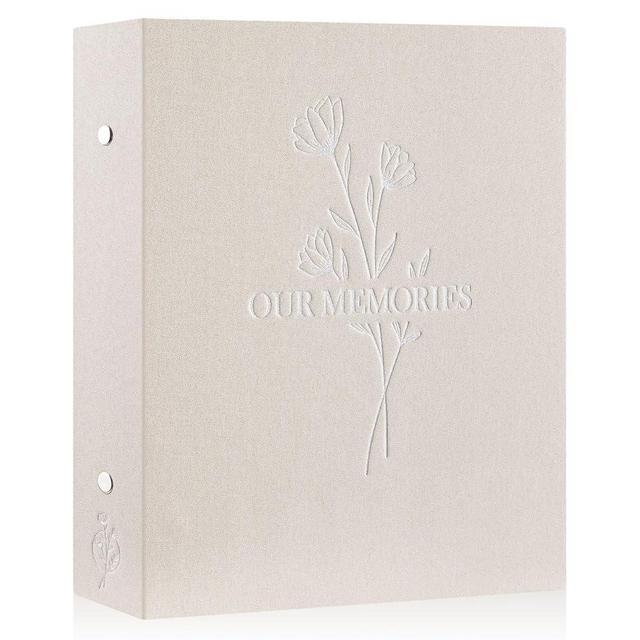 Lanpn Photo Album 4x6 400 Pockets, Linen OUR MEMORIES Hardcover Photo Book Photobook Holds 400 Vertical Pictures Only Beige