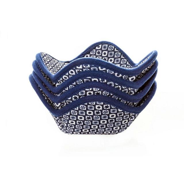 Microwave Bowl Cozy Holders Set of 4 – for Hot and Cold Bowls, Plates and Dishes Bowl Holder for Microwave (Navy and White)
