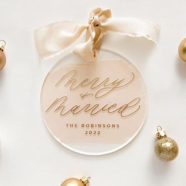 Merry and Married Christmas Ornament, Just Married Christmas Ornament, Newlywed Christmas Ornament, Wedding Christmas Ornament, Wedding Gift