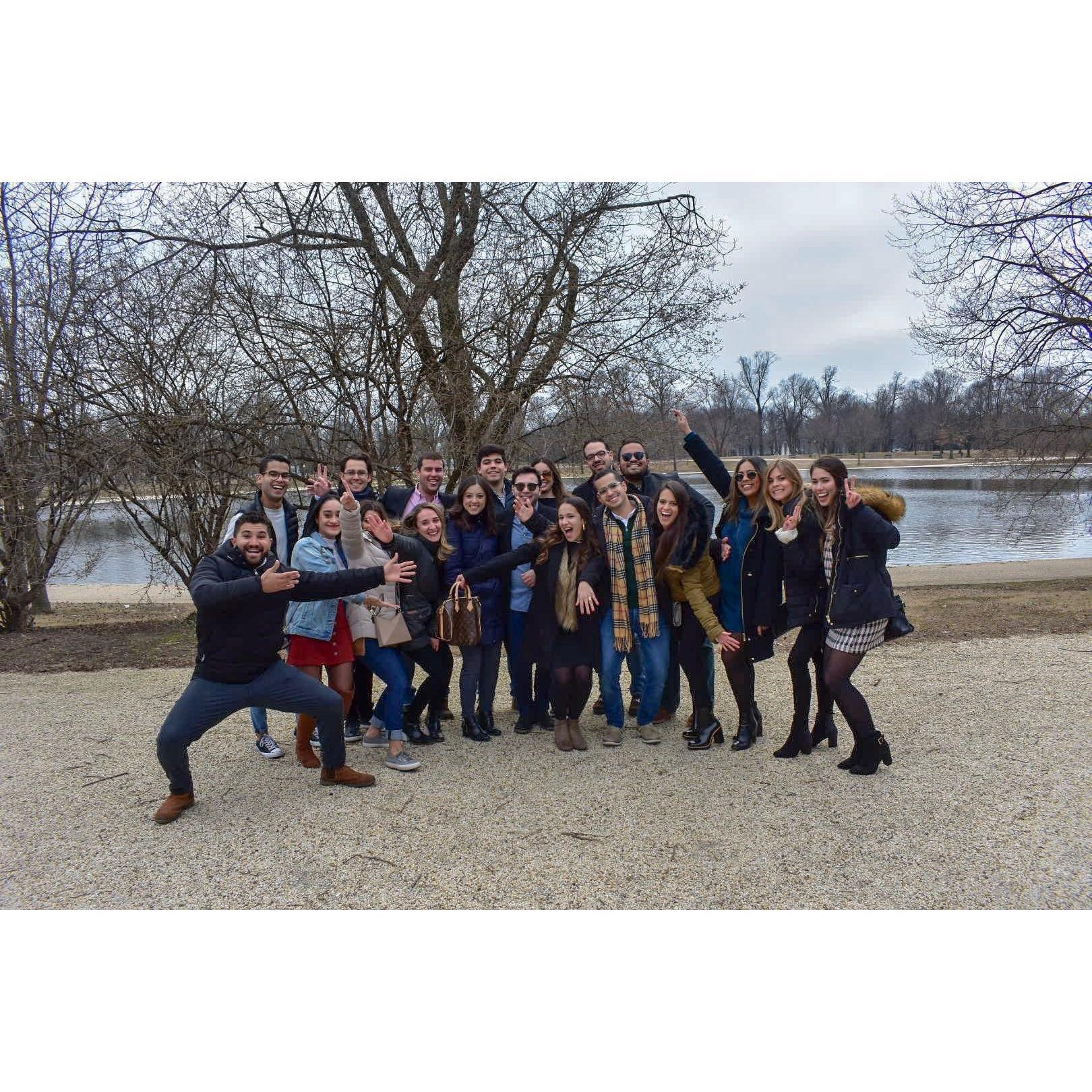Engagement Crew (2.16.19) came running out of nowhere to celebrate with us in the National Mall, moments after Maria said "YES!"