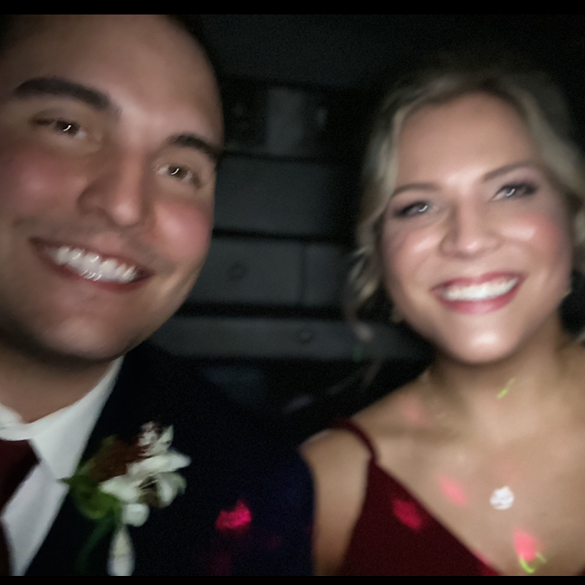 Our first photo together at Jake and Becca's wedding!