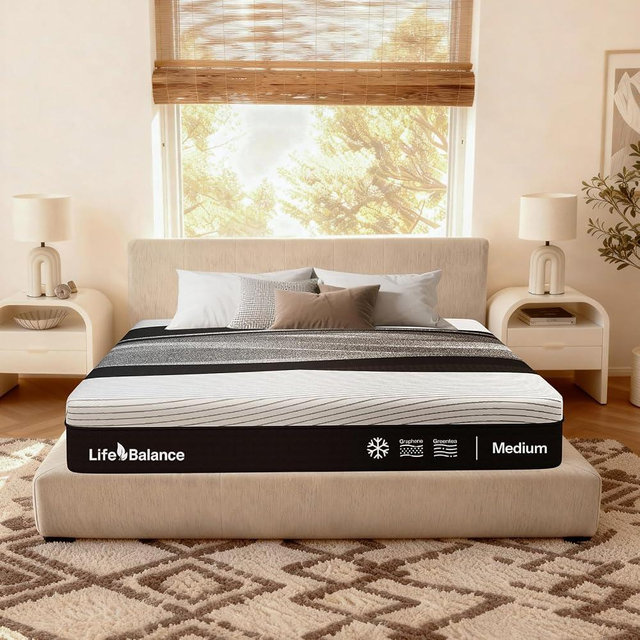 12 Inch King Mattress,Made in USA, Cooling Top Layer,Graphene & Green Tea Gel Cooling Memory Foam, Fiberglass Free, Motion Isolation,Pressure Relief, CertiPUR-US Certified, Medium,Mattress in A Box