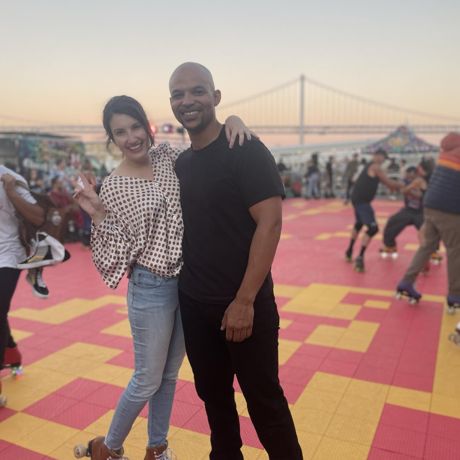 Pop-up roller disco in Ferry Building Plaza