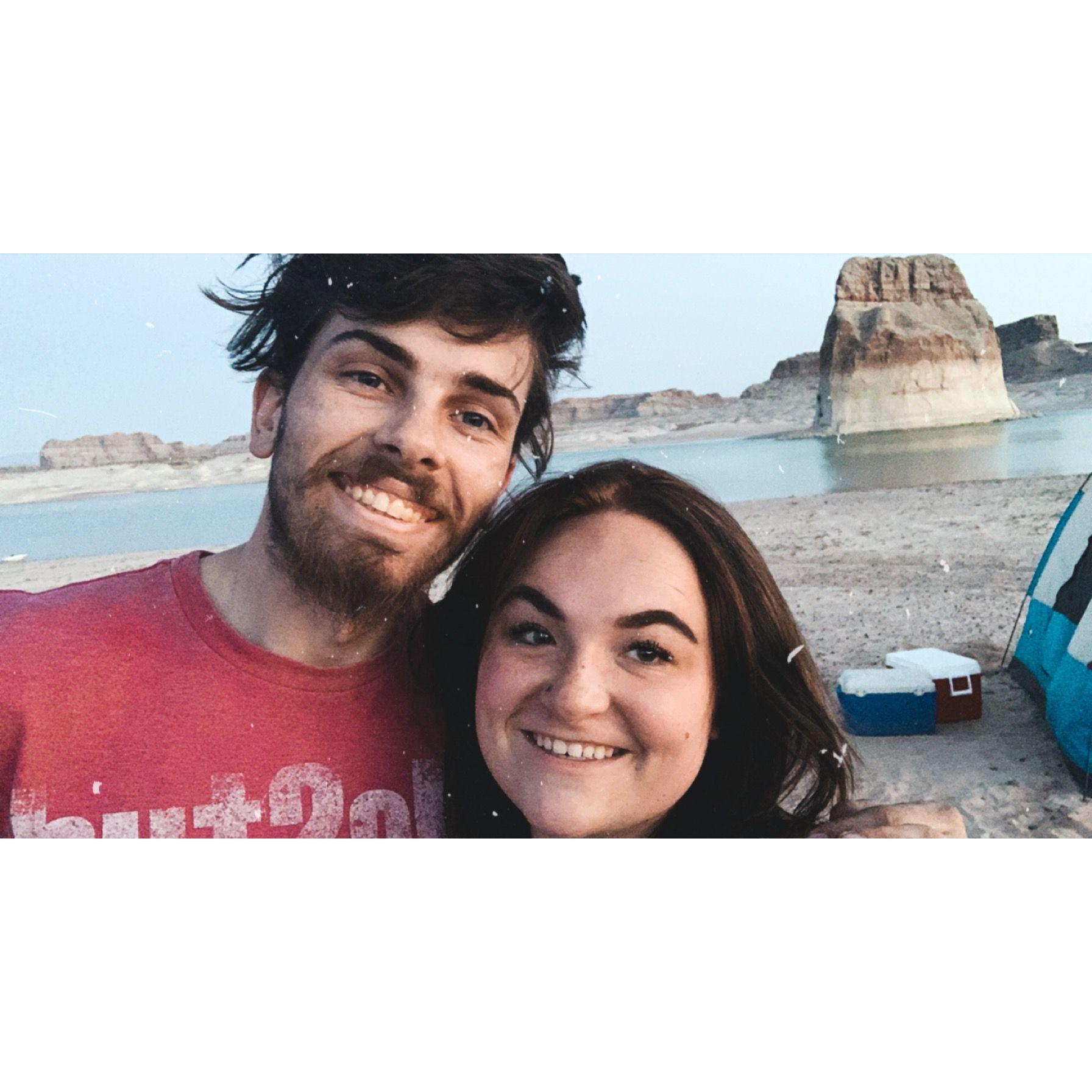 Our first ( and probably our last) Lake Powell Trip. We both got heat stroke and and slept in the car at a taco time in Page, AZ.