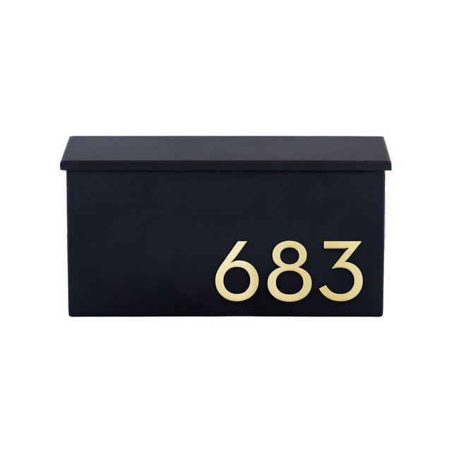 Og Mailbox with Magnetic, Black Base, Brass Numbers