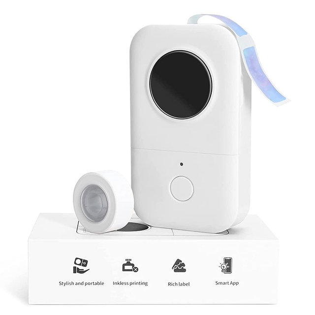 Label Maker Machine with Tape,Phomemo D30 Bluetooth Portable Mini Label Printer Included Multiple Templates Available Small Labeler Machine Easy to Use Office Home Organization,White