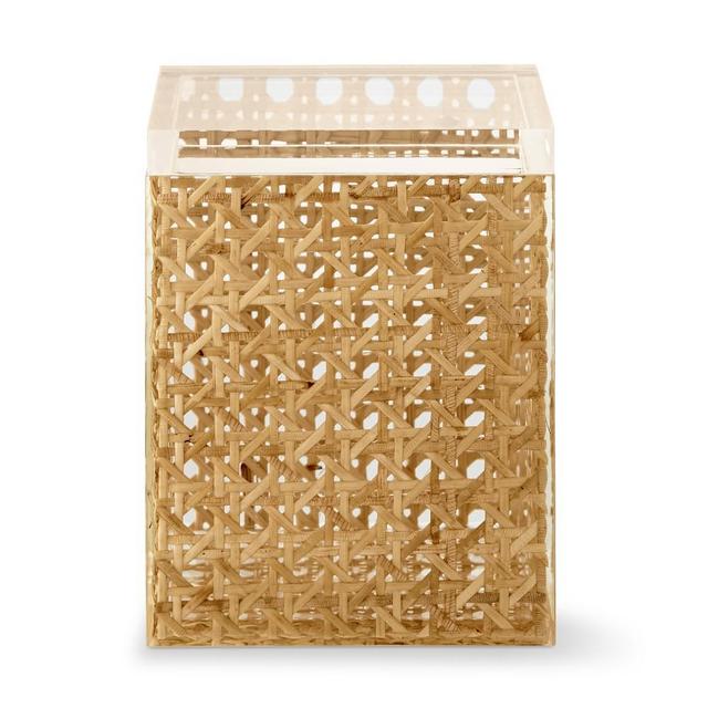 Rattan And Acrylic Bath Canister, Small