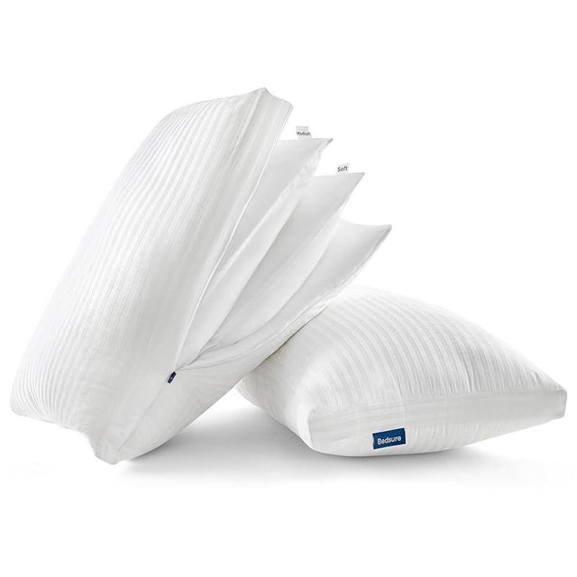 Bedsure Adjustable Pillows King Size for All Sleepers, Customizable Firmness & Height, Fluffy King Set of 2 with 100% Cotton Cover, Oeko-TEX Certified, Machine Washable (19"x34")
