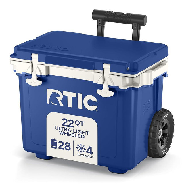 RTIC 22 QT Ultra-Light Wheeled Cooler with Handle, Hard Insulated Portable Ice Chest Box for Beach, Drink, Beverage, Camping, Picnic, Fishing, Boat, Barbecue