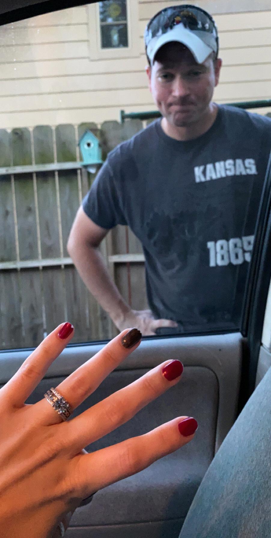 He proposed, I locked him out of the car like normal!