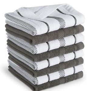 KitchenAid Albany Dishcloth 8 Pack Set, Charcoal Grey/White, 12"x12"