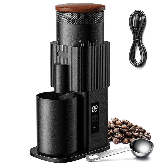 SHARDOR All-Metal Single-Dose Coffee Grinder – Quiet DC Motor, Home-use Espresso Grinder, Burr Coffee Grinder, with 80 Settings and an LED Power Display，Black