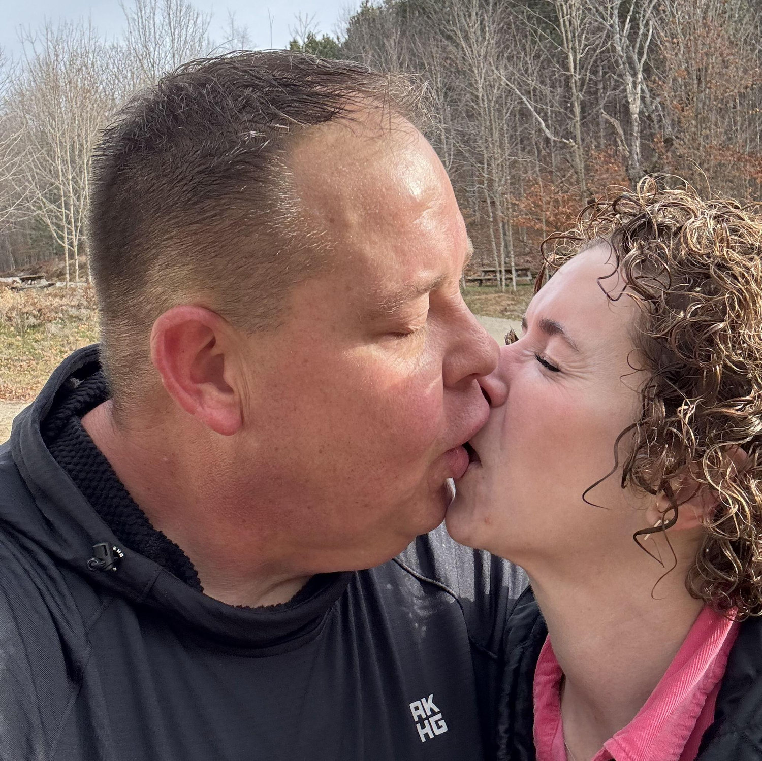 Not our first kiss but, definitely the worst recorded!!!  We hope to have it worked out by the wedding.