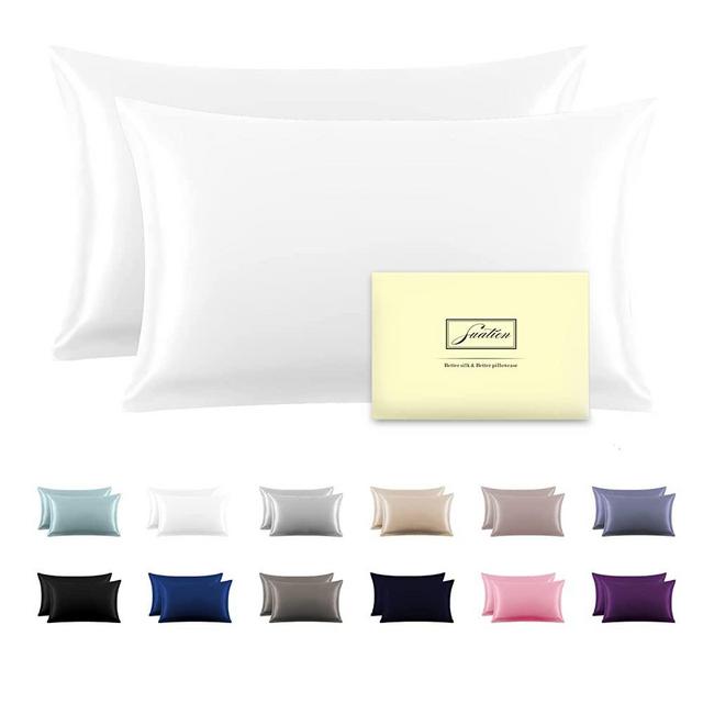 Silk Pillowcase for Hair and Skin,Soft,Breathable and Sliky 100% Standard Size Pillow Cases Set of 2,Both Sides Natural Mulberry Silk Pillowcases with Hidden Zipper(Standard Size 20"X 26",2pcs)