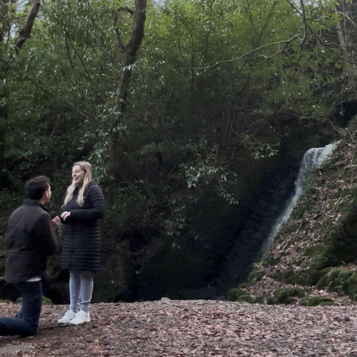I didn't want to wait until 2026 to propose so we had a beautifully intimate proposal at a waterfall in my home town, Beaumaris. We set the camera up afterwards to grab a picture!