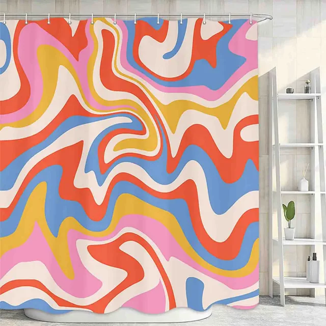 72"x72" Abstract Wavy Swirl Boho Shower Curtain