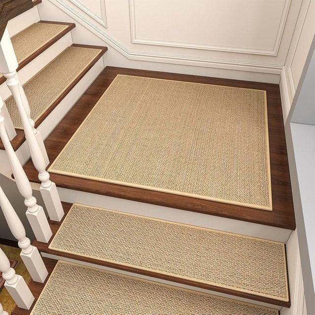 PADOOR Non Slip Stair-Treads Matching-Mat for Wooden Steps, Square Rubber Backing Non Slip Stair Landing Mat 30x30 inch