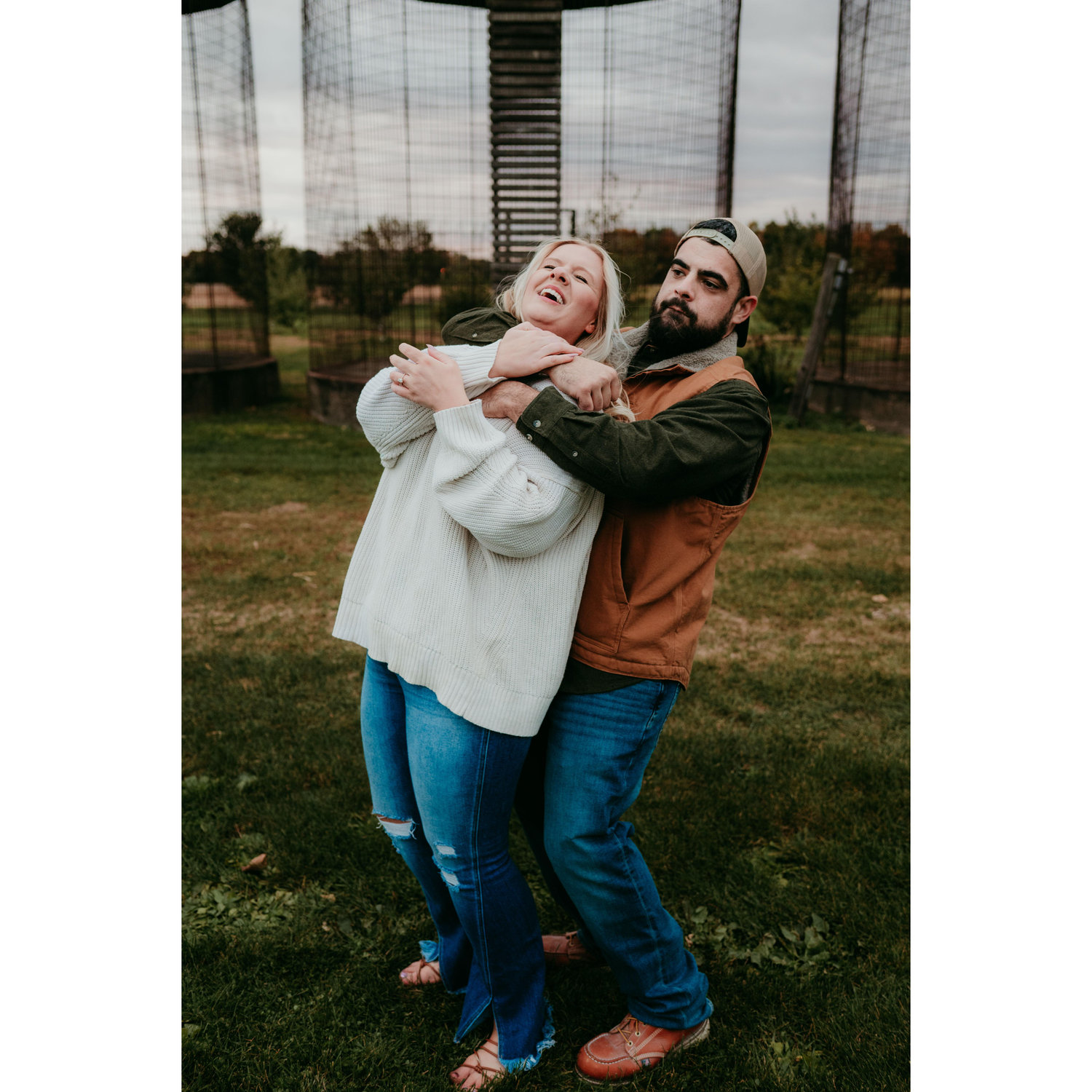 'Now gently hug around her shoulders'