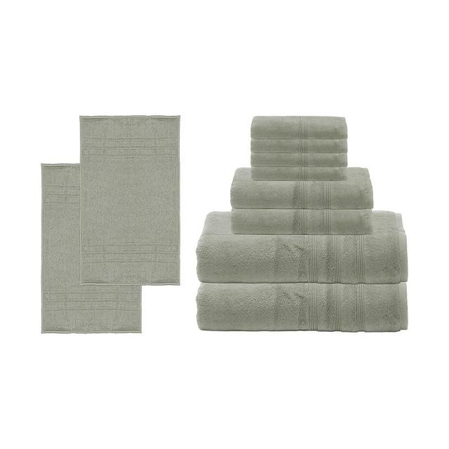 Mosobam Hotel Luxury 10pc Deluxe Bath Bundle 1000 GSM Bath Mats 20X34 and 700 GSM Bath Towels at 30X58 16X30 and 13X13, Seagrass Green, Viscose Made from Bamboo - Turkish Cotton