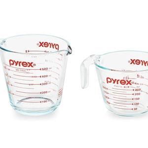 Pyrex Essentials (2-Pack) Glass Measuring Cups Set, (1 & 2 Cup) Measuring Cups For Prepping, Baking and Cooking, Preheated Oven, Dishwasher, Freezer, and Microwave Safe