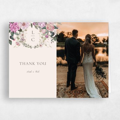 Linen, Purple Wedding Thank You - Trellis Photo