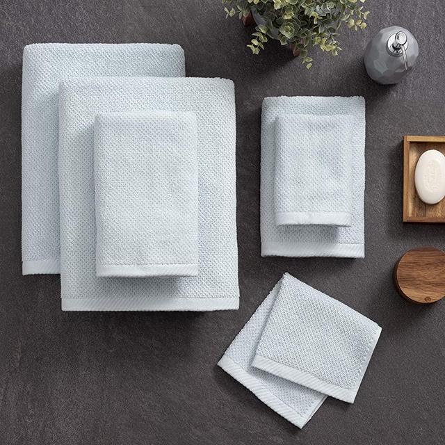 Welhome Franklin 100% Cotton Textured Towel (SkyBlue) - Set of 6 - Highly Absorbent - Combed Cotton - Durable - Low Lint - 600 GSM - Machine Washable - 2 Bath Towels - 2 Hand Towels - 2 Wash Towels