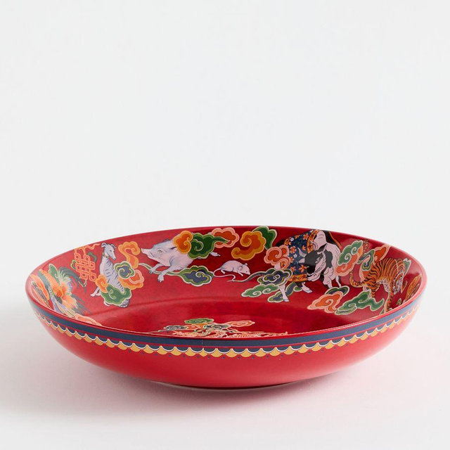 Lunar New Year Stoneware Serving Bowl, Single, Red Multi