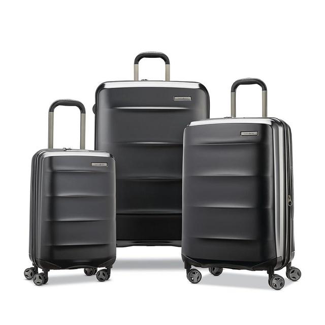 Samsonite Octiv Lightweight Hardshell 3-Piece Luggage Set (20/24/28) - Durable & Impact Resistant, 360° Aero Trac Spinner Wheels, Adjustable Telescopic Handle, Expandable, TSA Approved Lock - Black