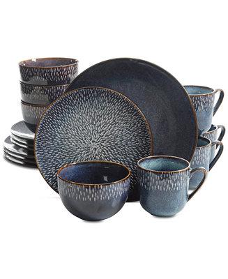 Laurie Gates Matisse Round Blue 16-Pc. Dinnerware Set