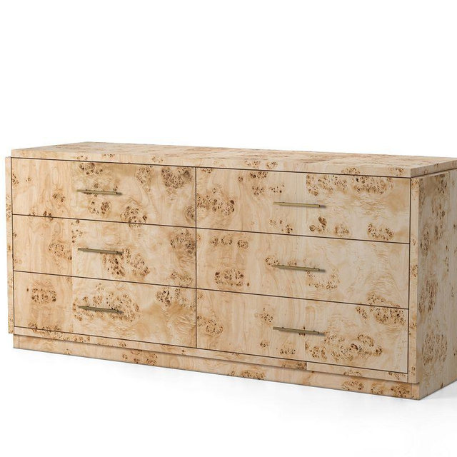Finlo 72" 6-Drawer Dresser, Light Burl