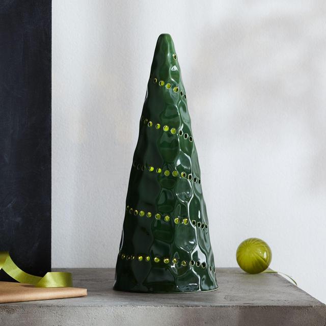 LED 16" Dark Green Ceramic Tree