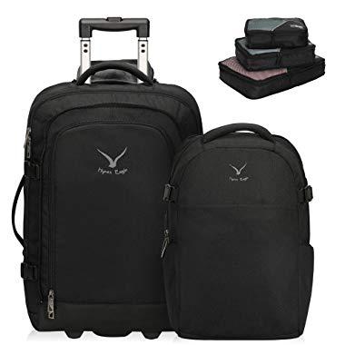 Hynes Eagle 2 in 1 Travel Backpack 63L Carry on Luggage Rolling Wheeled Backpack with Packing Cubes 3pcs