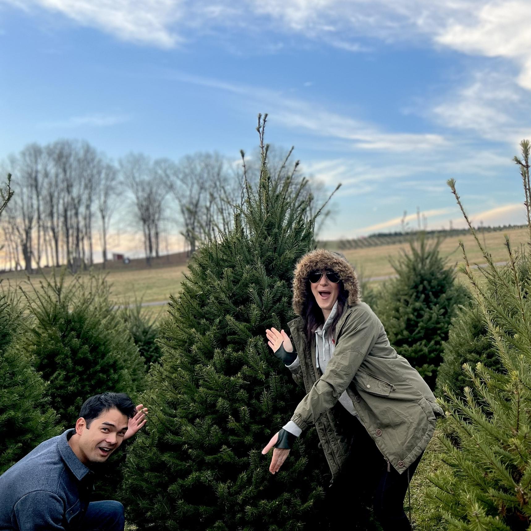 Our 1st time hunting for the perfect Christmas tree- that ended up taking over our tiny apartment