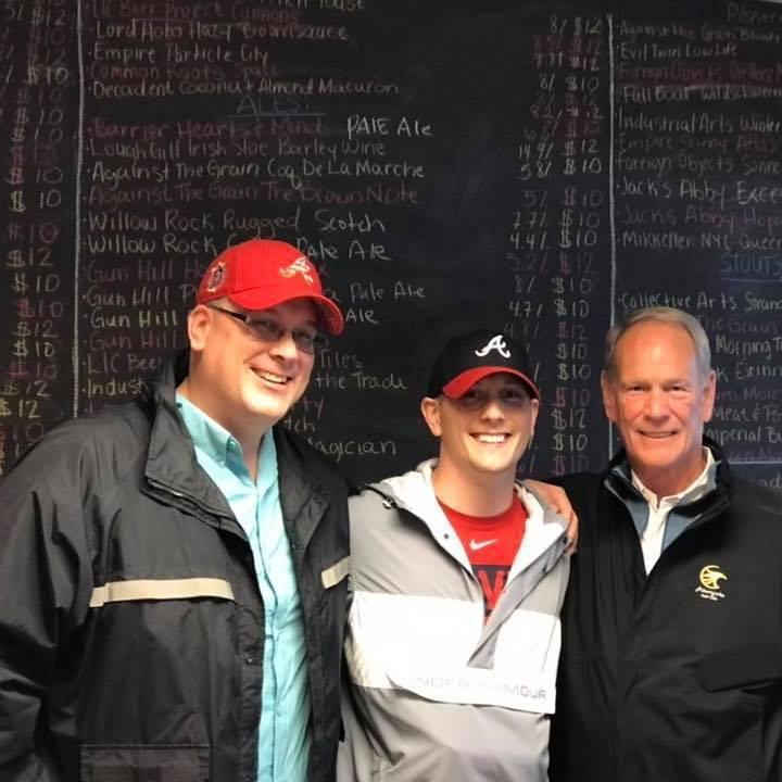 Father of the groom H. Douglas Strong along with the groom and his nephew/groomsman Matthew at a Syracuse Mets game.