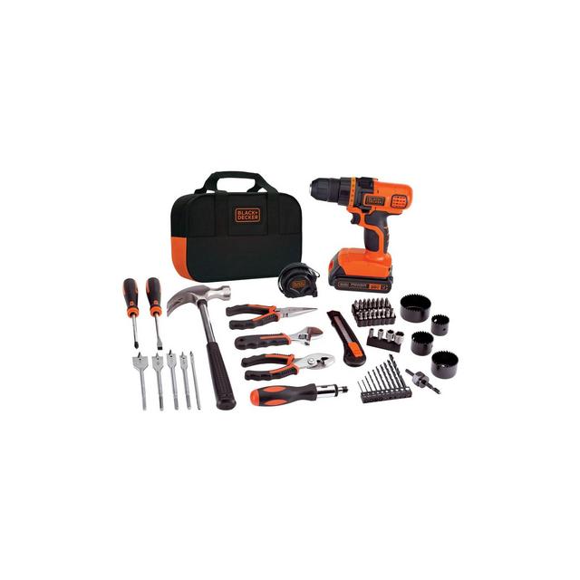 Black & Decker 20V MAX Lithium-Ion 3/8" Cordless Drill Driver Kit with 68-Piece Project Set (3 Ah)