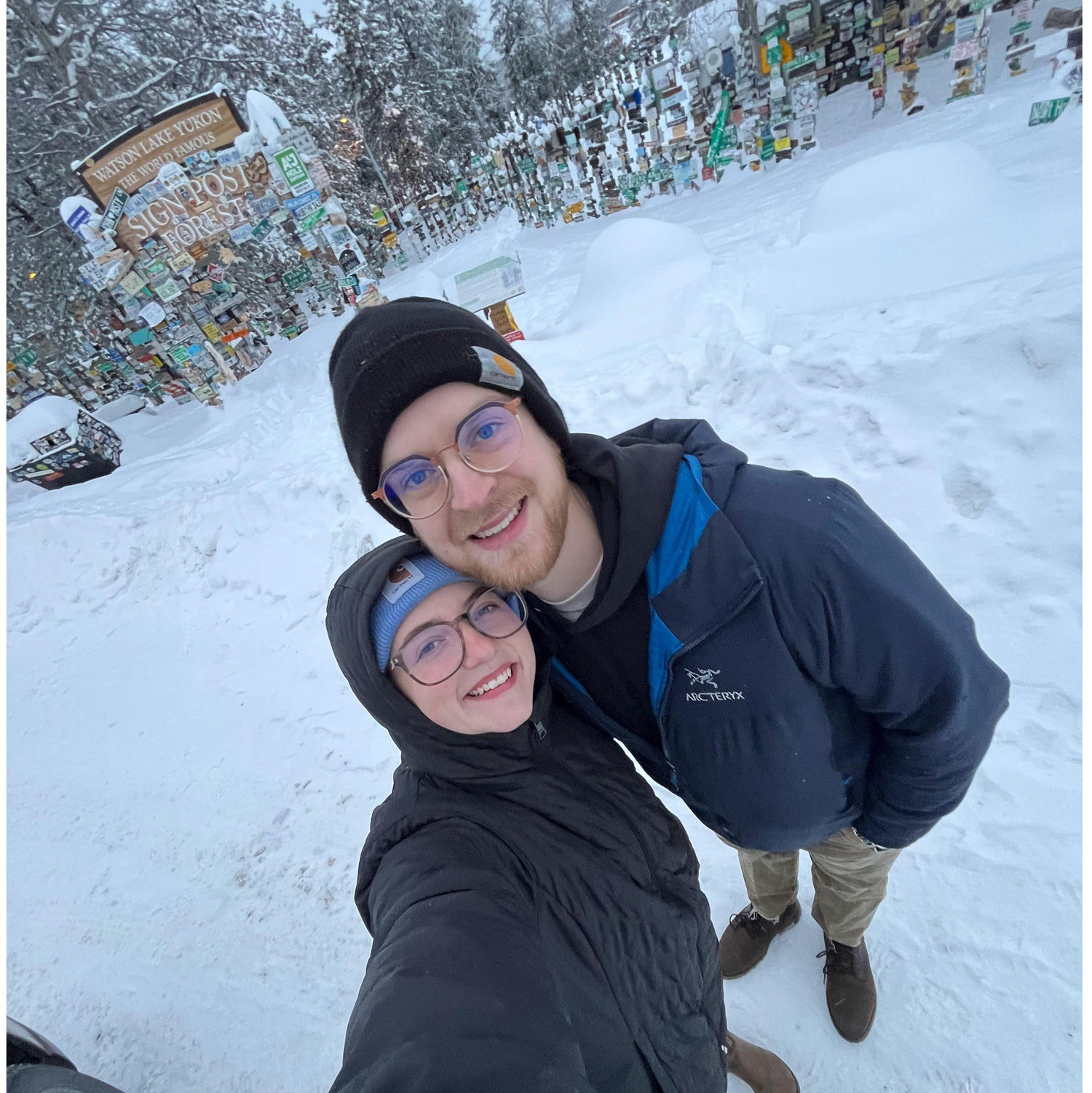 ian and katie about halfway through their 55 hour drive from Wisconsin to Alaska!